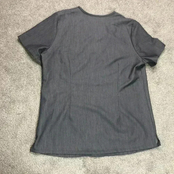 Figs Scrub Top Sz M Grey V Neckline Technical Collection Short Sleeves byte logo - Picture 8 of 9